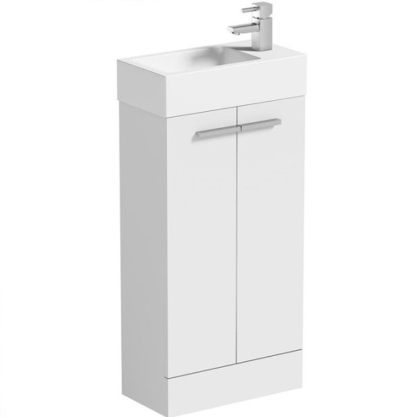 Clarity Compact White 410mm Floor Standing Vanity Unit with Basin - Image 5