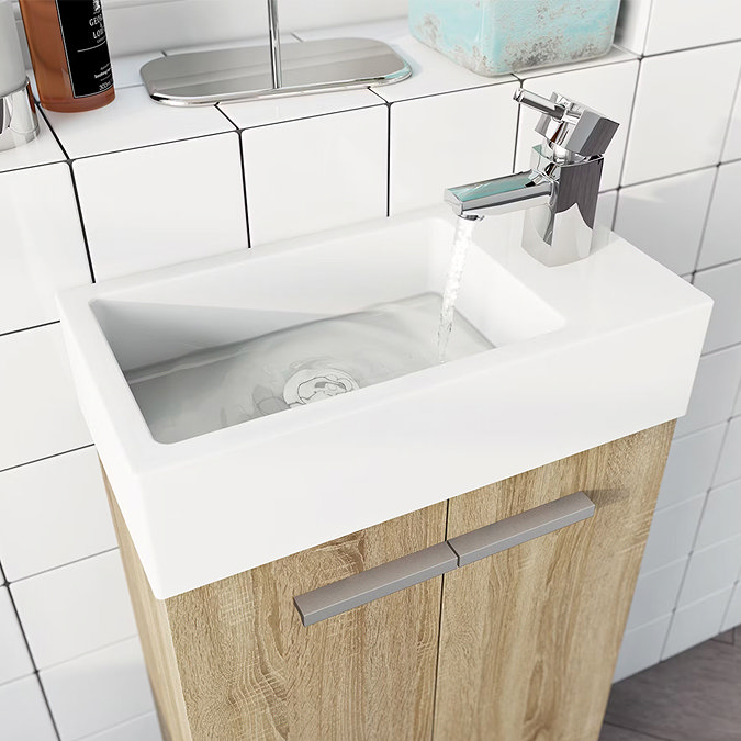 Clarity Compact Oak Floorstanding 410mm Vanity Unit and Basin - Image 4