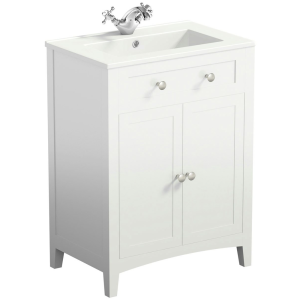 The Bath Co. Camberley White 600mm Floor Standing Vanity Unit with Ceramic Basin