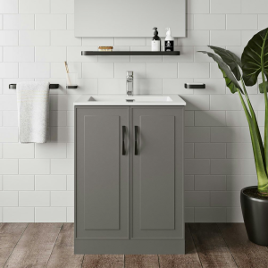 Mode Meier 600mm Grey Floor Standing Vanity Unit With Resin Basin