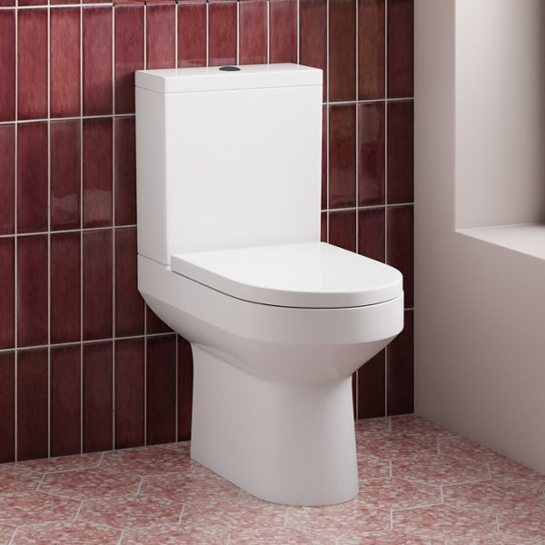 Metro Rimless Close Coupled Toilet with Soft Close Seat (Matt Black Flush + Hinges) - Image 3