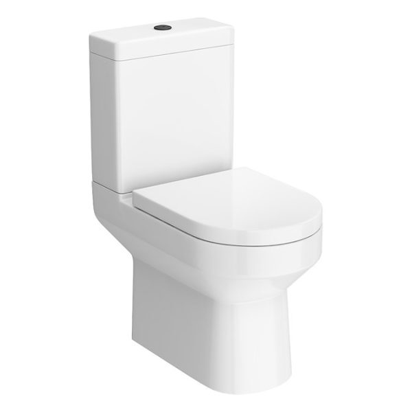 Metro Rimless Close Coupled Toilet with Soft Close Seat (Matt Black Flush + Hinges) - Image 5