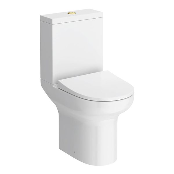 Metro Compact Toilet (Brushed Brass Flush + Hinges) 555mm Projection - Image 3