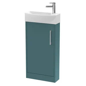 Arezzo Matt Teal Green 450mm 1TH Floor Standing Cloakroom Vanity Unit
