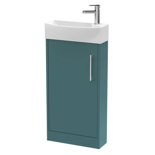 Arezzo Matt Teal Green 450mm 1TH Floor Standing Cloakroom Vanity Unit