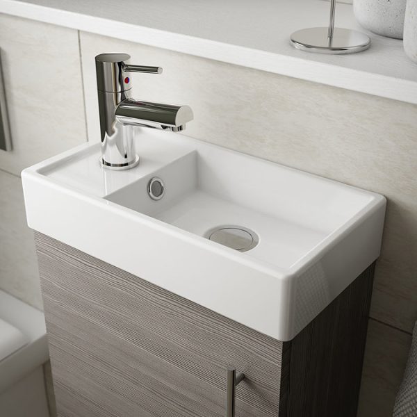 Milan W400 x D222mm Grey Avola Effect Compact Floor Standing Basin Unit - Image 3
