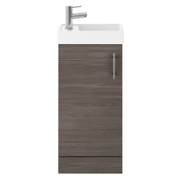 Milan W400 x D222mm Grey Avola Effect Compact Floor Standing Basin Unit - Image 5