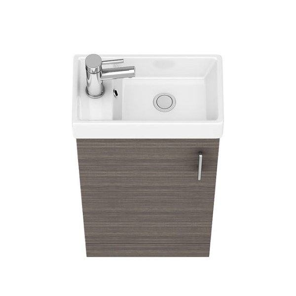 Milan W400 x D222mm Grey Avola Effect Compact Floor Standing Basin Unit - Image 7