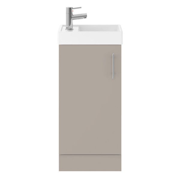 Milan W400 x D222mm Stone Grey Compact Floor Standing Basin Unit - Image 2