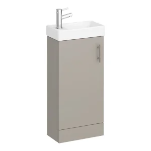 Milan W400 x D222mm Stone Grey Compact Floor Standing Basin Unit