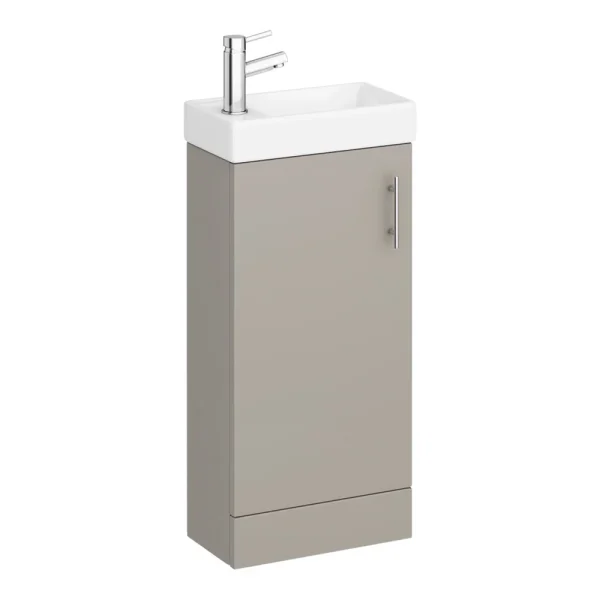 Milan W400 x D222mm Stone Grey Compact Floor Standing Basin Unit