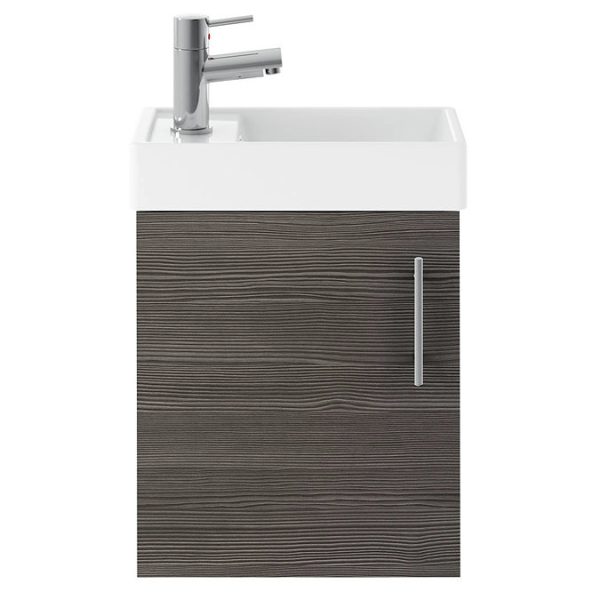 Milan W400 x D222mm Grey Avola Effect Compact Wall Hung Basin Unit - Image 4