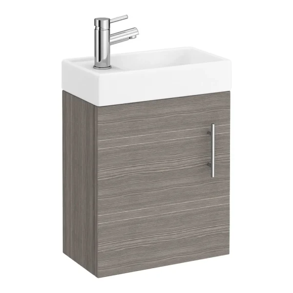 Milan W400 x D222mm Grey Avola Effect Compact Wall Hung Basin Unit