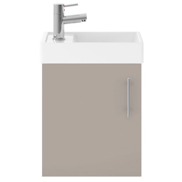 Milan W400 x D222mm Stone Grey Compact Wall Hung Basin Unit - Image 4