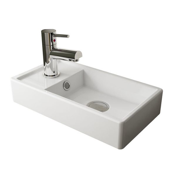 Milan W400 x D222mm Gloss Grey Compact Wall Hung Basin Unit - Image 3