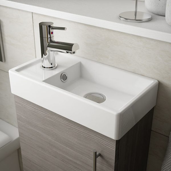 Milan W400 x D222mm Gloss Grey Compact Floor Standing Basin Unit - Image 3