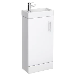 Milan Small Floor Standing Vanity Basin Unit   Gloss White (W400 x D222mm)