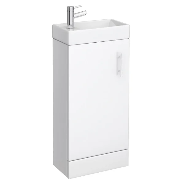 Milan Small Floor Standing Vanity Basin Unit   Gloss White (W400 x D222mm)