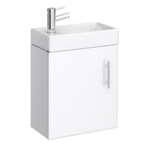 Milan Modern Wall Hung Basin Vanity Unit   Gloss White (W400 x D222mm)