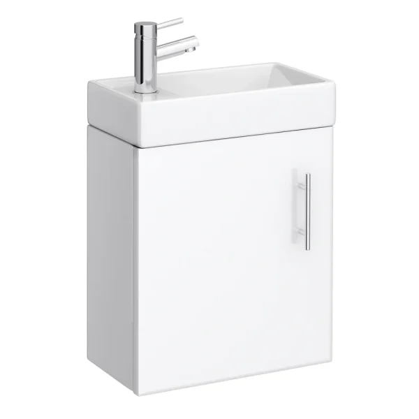 Milan Modern Wall Hung Basin Vanity Unit   Gloss White (W400 x D222mm)