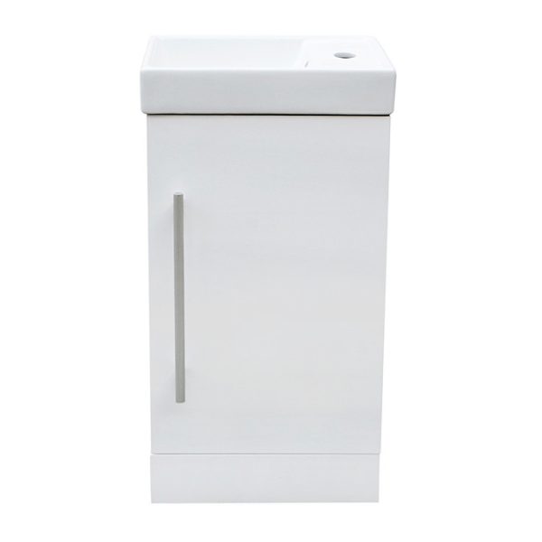 AquaSure Milan Small Floor Standing PVC Vanity Basin Unit Gloss White (W400 x D220mm) 100% Waterproof - Image 4