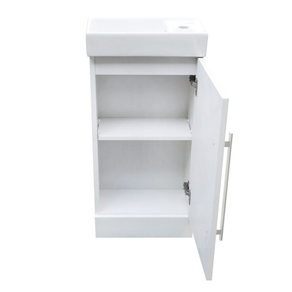 AquaSure Milan Small Floor Standing PVC Vanity Basin Unit Gloss White (W400 x D220mm) 100% Waterproof - Image 6