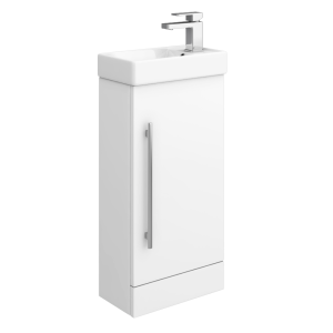 AquaSure Milan Small Floor Standing PVC Vanity Basin Unit Gloss White (W400 x D220mm) 100% Waterproof