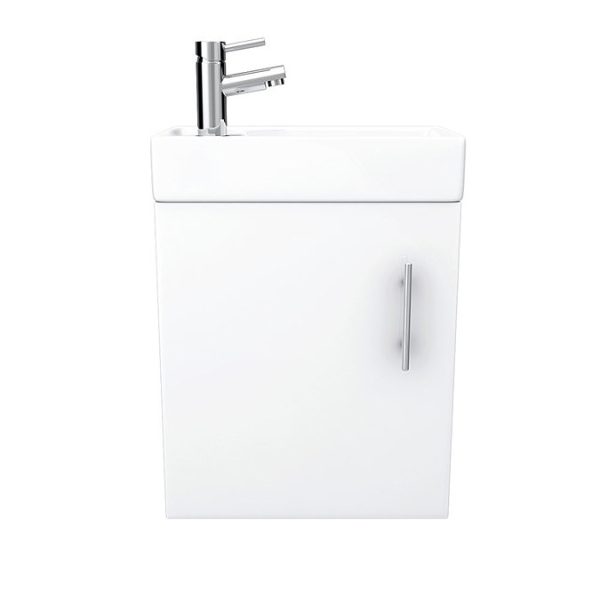 Milan Modern Wall Hung Basin Vanity Unit   Gloss White (W400 x D222mm) - Image 6