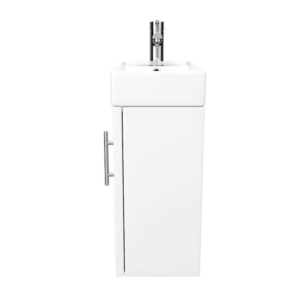 Milan Modern Wall Hung Basin Vanity Unit   Gloss White (W400 x D222mm) - Image 7