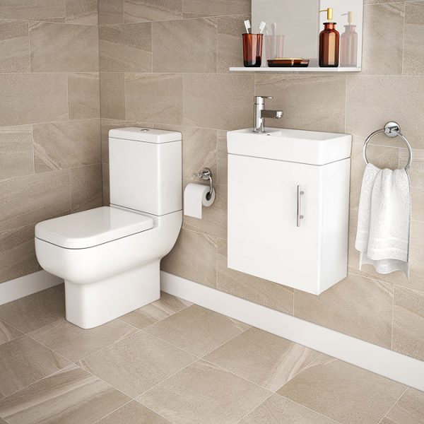 Milan Modern Wall Hung Basin Vanity Unit   Gloss White (W400 x D222mm) - Image 3