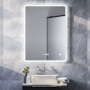 Toreno 600 x 800mm Ambient LED Bluetooth Mirror with Touch Sensor, Dimmer, Anti Fog, Digital Clock and Shaving Port