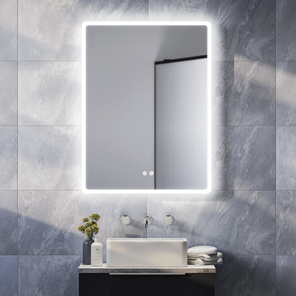 Toreno 600x800mm Ambient Colour Change LED Bluetooth Mirror with Touch Sensor and Anti Fog