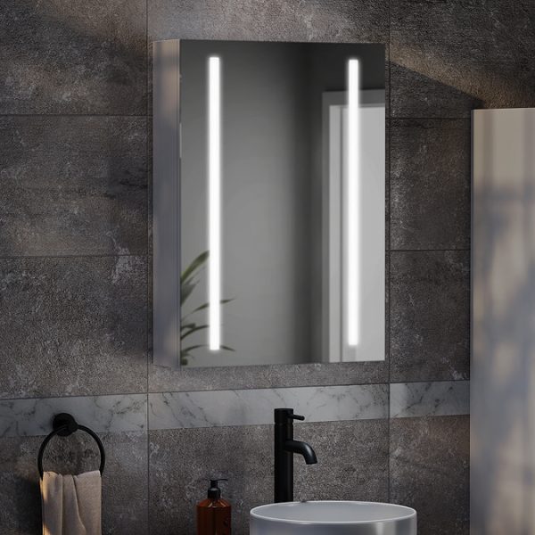 Toreno 500 x 700mm LED Illuminated Strips Mirror Cabinet with Motion Sensor and Anti Fog - Image 2