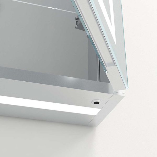 Toreno 600 x 700mm LED Illuminated 2 Door Mirror Cabinet with Motion Sensor - Image 4