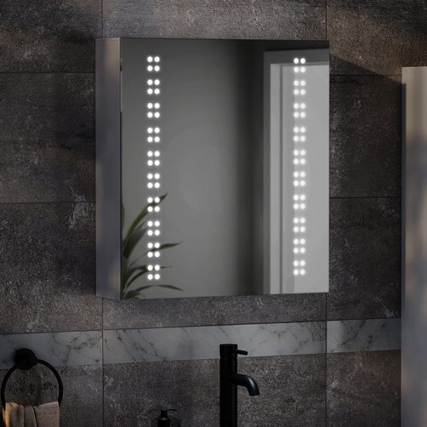 Toreno 550 x 600mm LED Illuminated Mirror Cabinet with Motion Sensor - Image 2