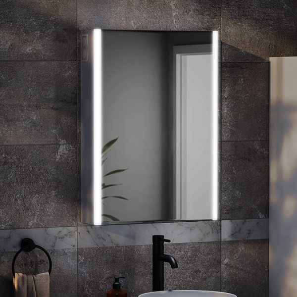Toreno 500 x 700mm LED Illuminated Bluetooth Mirror Cabinet with Motion Sensor, Anti Fog & Shaving Socket - Image 7