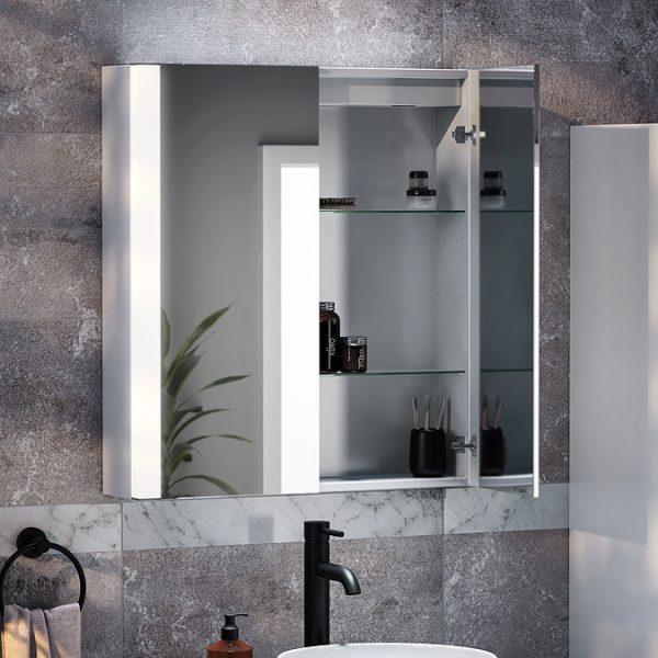 Toreno 700 x 650mm LED Illuminated 2 Door Bluetooth Mirror Cabinet with Motion Sensor, Anti Fog & Shaving Socket - Image 7