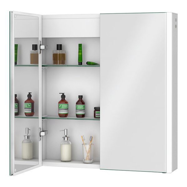 Toreno 700 x 650mm LED Illuminated 2 Door Bluetooth Mirror Cabinet with Motion Sensor, Anti Fog & Shaving Socket - Image 4