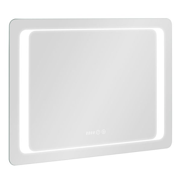 Toreno 800 x 600mm LED Illuminated Mirror with Anti Fog, Dimmer, Touch Sensor, Time/Temperature Display and Shaving Port - Image 4
