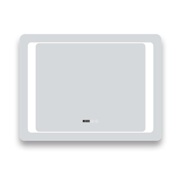Toreno 800 x 600mm LED Illuminated Mirror with Anti Fog, Dimmer, Touch Sensor, Time/Temperature Display and Shaving Port - Image 3