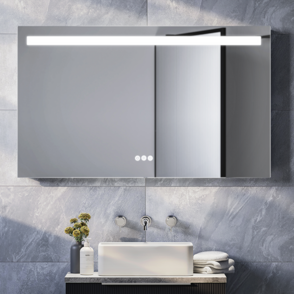 Toreno 1000 x 600mm Landscape LED Back lit Bluetooth Mirror with Touch Sensor and Anti Fog