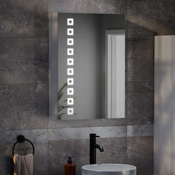 Toreno 500 x 700mm LED Illuminated Strip Mirror Cabinet with Motion Sensor - Image 6