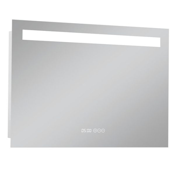 Toreno 800 x 600mm LED Illuminated Mirror with Anti Fog, Digital Clock & Touch Sensor - Image 4