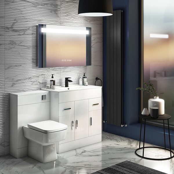 Toreno 800 x 600mm LED Illuminated Mirror with Anti Fog, Digital Clock & Touch Sensor - Image 2