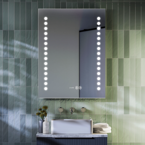 Toreno 600 x 800mm LED Illuminated Mirror with Touch Sensor, Dimmer, Anti Fog, Digital Clock and Shaver Socket
