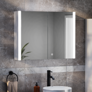 Arezzo 800 x 600mm LED Illuminated Mirror Cabinet with Anti Fog, Dimmer, Touch Sensor and Shaver Socket