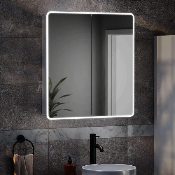 Toreno 700 x 650mm LED Illuminated 2 Door Mirror Cabinet with Motion Sensor, Anti Fog & Shaving Socket - Image 5