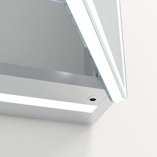 Toreno 700 x 650mm LED Illuminated 2 Door Mirror Cabinet with Motion Sensor, Anti Fog & Shaving Socket - Image 4