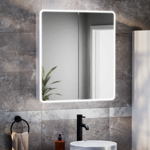 Toreno 700 x 650mm LED Illuminated 2 Door Mirror Cabinet with Motion Sensor, Anti Fog & Shaving Socket