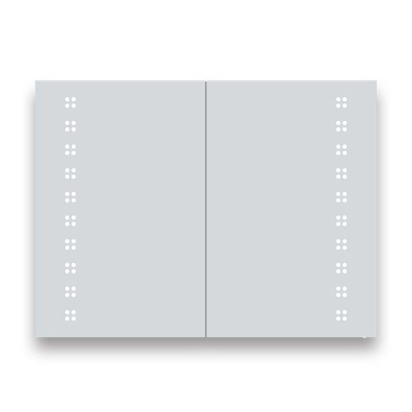 Toreno 800 x 600mm LED Illuminated 2 Door Mirror Cabinet with Motion Sensor - Image 3